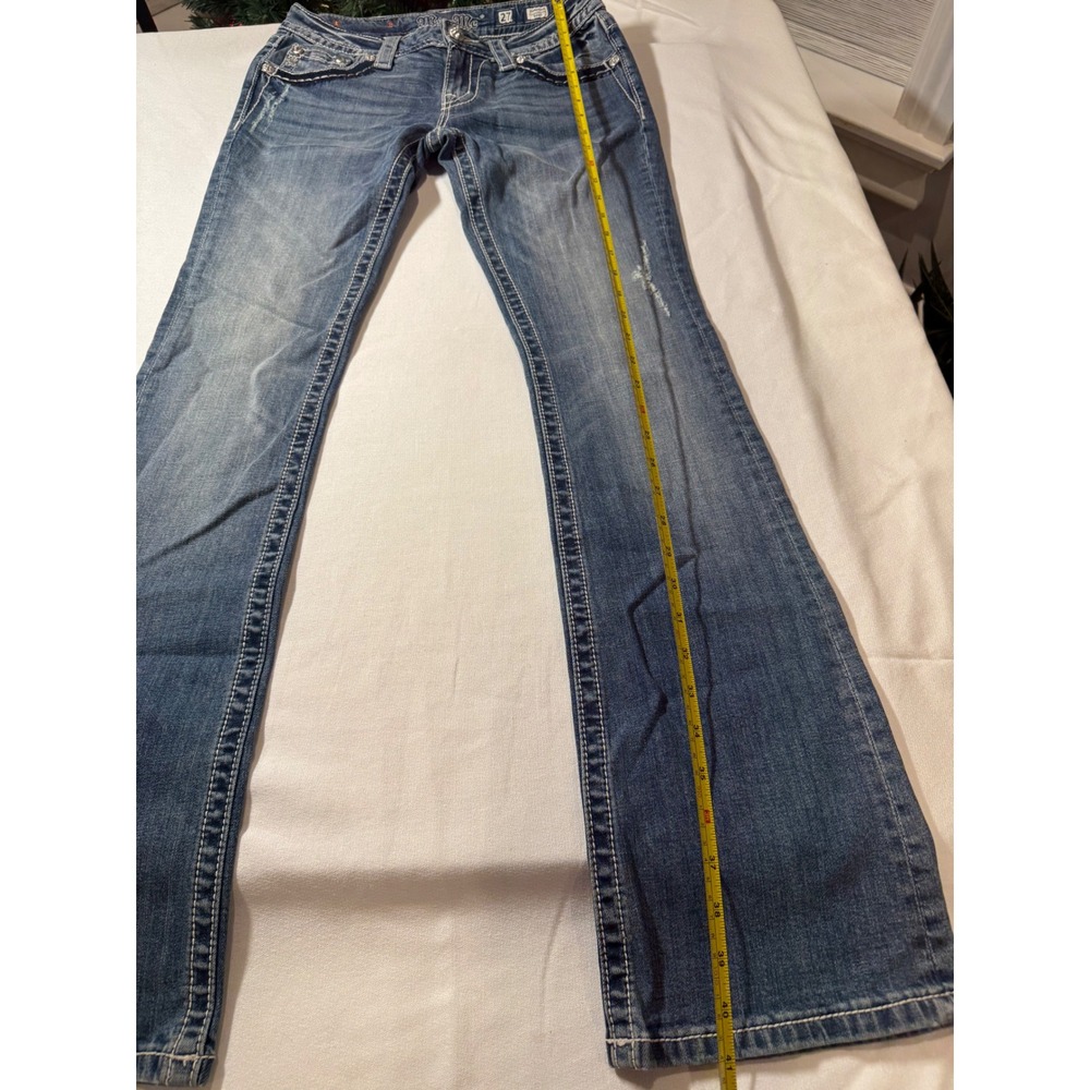 Y2K Western Low Rise Women Size 27 Miss Me Signature Bootcut Jeans Embellished - Picture 6 of 12